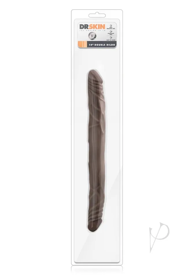 Dr Skin Dildos Dr Skin Silver Collection Double Dildo 14in Chocolate