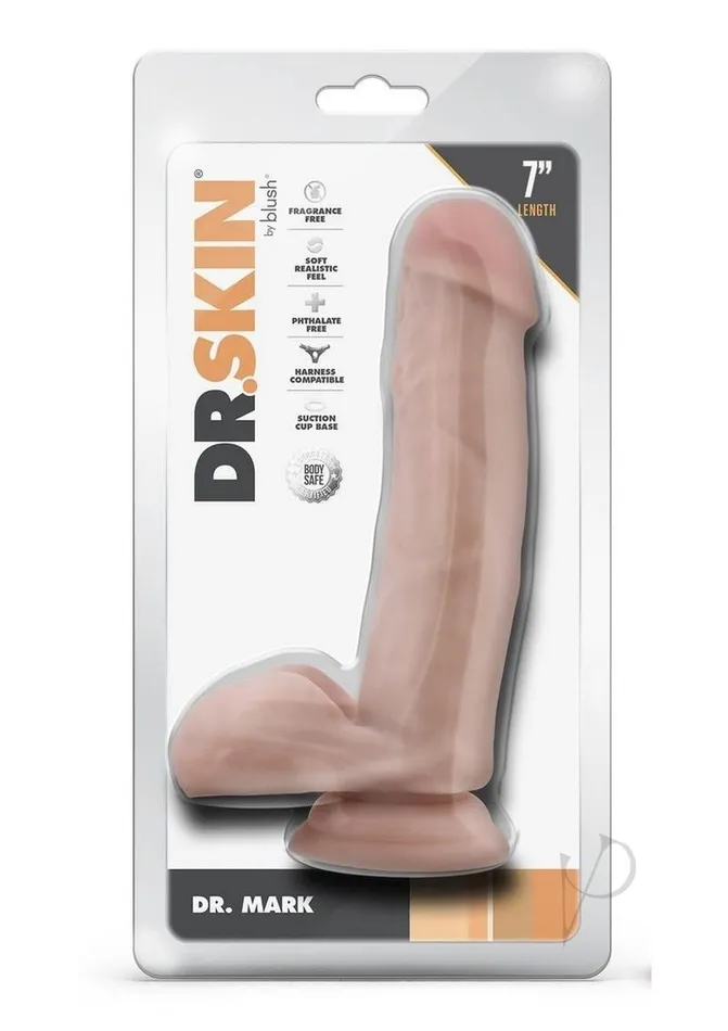 Dr Skin Dildos Dr Skin Silver Collection Mr Mark Dildo with Balls and Suction Cup 7in Vanilla Dr Skin Dildos Dr Skin Silver Collection Mr Mark Dildo with Balls and Suction Cup 7in Vanilla