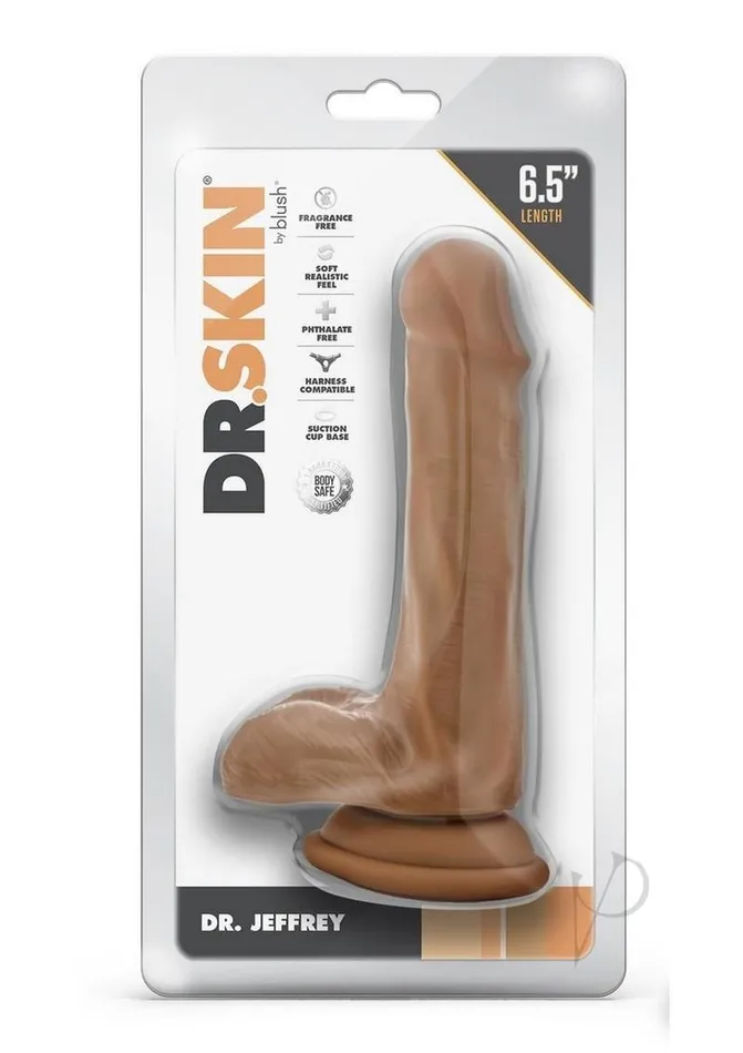 Dr Skin Dr Skin Silver Collection Dr Jeffrey Dildo with Balls and Suction Cup 65in Caramel Female Sex Toys Dr Skin Dr Skin Silver Collection Dr Jeffrey Dildo with Balls and Suction Cup 65in Caramel Female Sex Toys