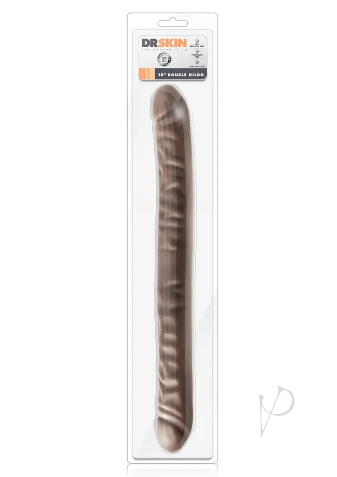 Dr Skin Silver Collection Double Dildo 18in Chocolate Dr Skin Dildos