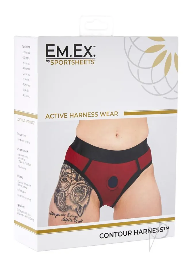 EmEx Female Sex Toys EM EX Active Harness Wear Contour Harness Briefs Small Red