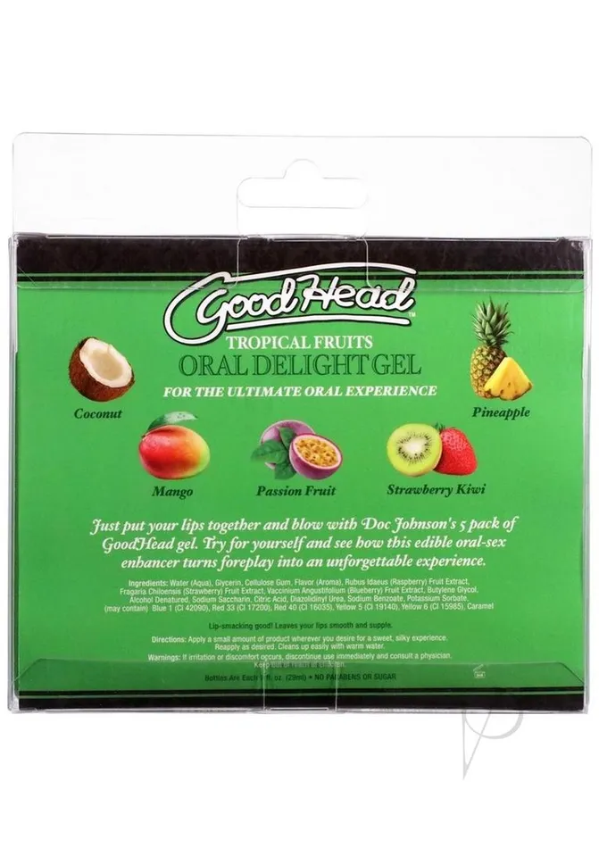 Enhancers Good Head GoodHead Oral Delight Gel Tropical Fruits 5 Pack 1oz Enhancers Good Head GoodHead Oral Delight Gel Tropical Fruits 5 Pack 1oz