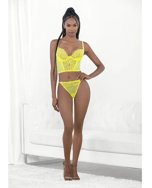 Escante Female Sex Toys Neon Lace Corset Top wRing Accent Panty Neon Lime SM Escante Female Sex Toys Neon Lace Corset Top wRing Accent Panty Neon Lime SM
