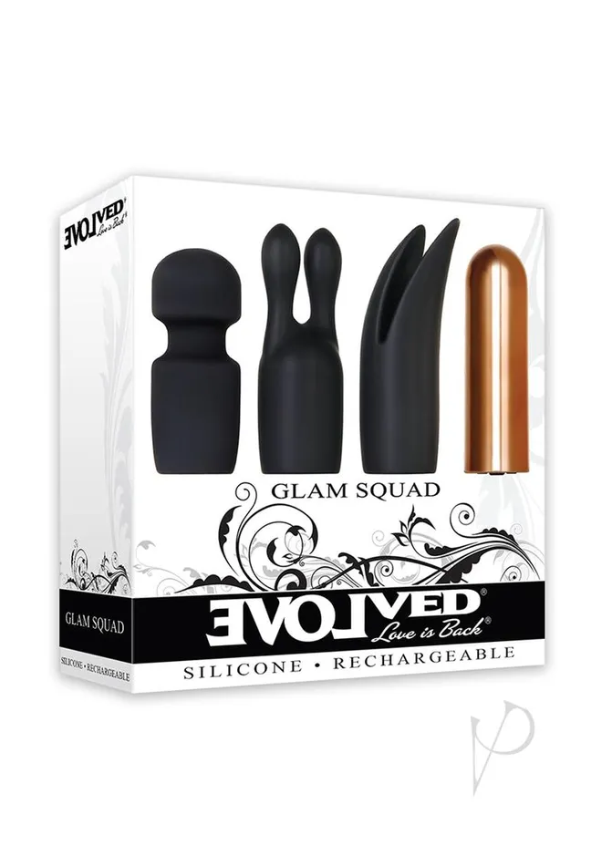 Evolved Anal Glam Squad Rechargeable Bullet and 3 Silicone Sleeves Kit Black and Copper Evolved Anal Glam Squad Rechargeable Bullet and 3 Silicone Sleeves Kit Black and Copper