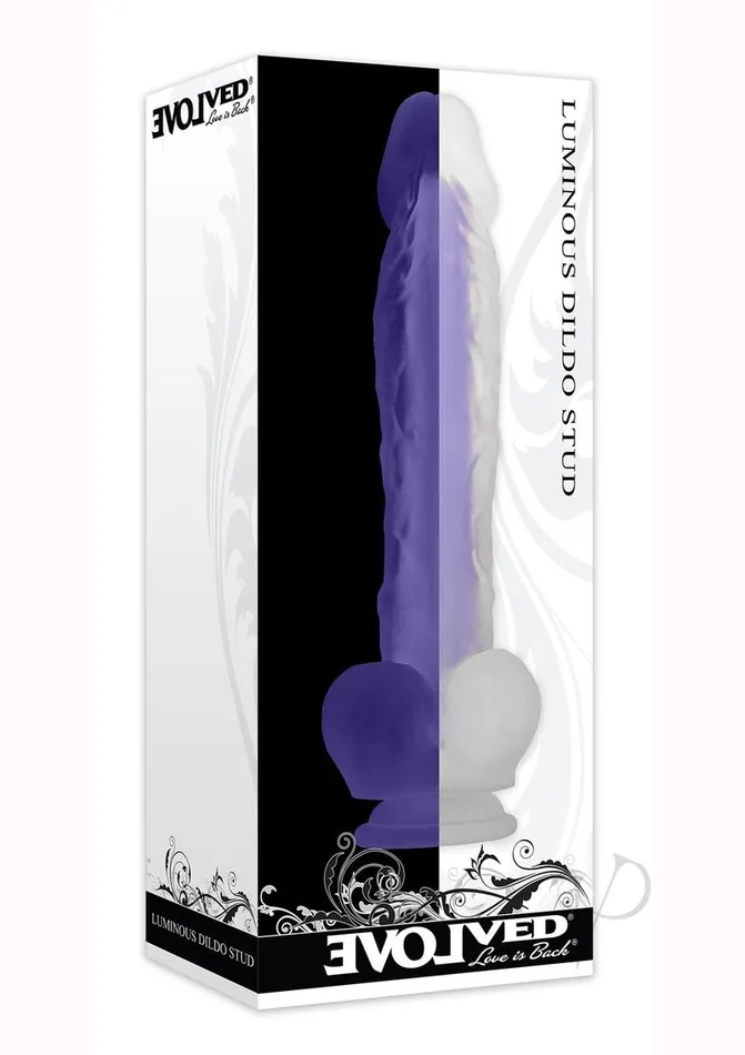Evolved Dildos Luminous Stud Dildo with Balls Purple