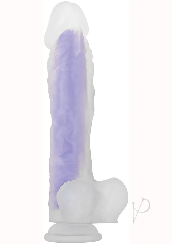 Evolved Dildos Luminous Stud Dildo with Balls Purple