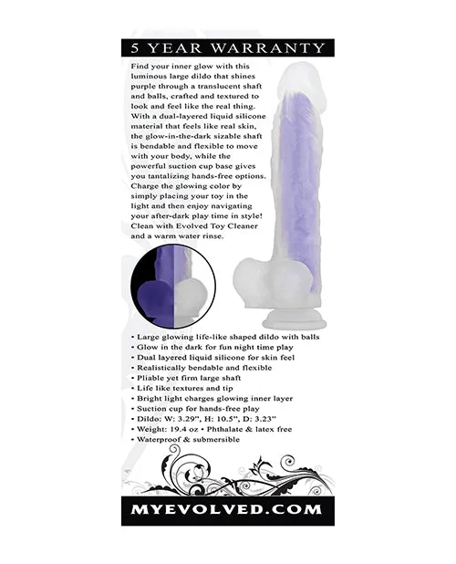 Evolved Dildos Luminous Stud Dildo with Balls Purple
