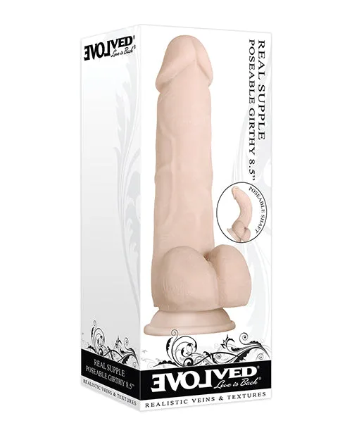 Evolved Dildos Real Supple Girthy Poseable Dildo with Balls 85in Vanilla
