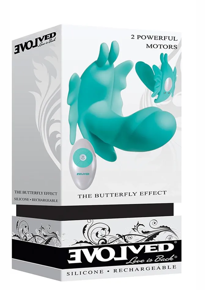 Evolved Female Sex Toys The Butterfly Effect Rechargeable Silicone Dual Motor Vibrator with Remote Control Teal Evolved Female Sex Toys The Butterfly Effect Rechargeable Silicone Dual Motor Vibrator with Remote Control Teal