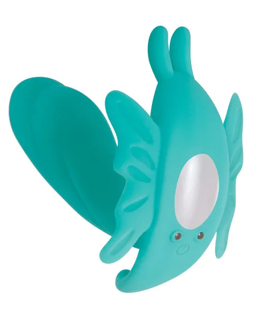 Evolved Female Sex Toys The Butterfly Effect Rechargeable Silicone Dual Motor Vibrator with Remote Control Teal