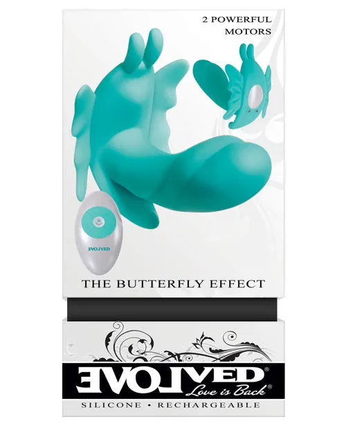 Evolved Female Sex Toys The Butterfly Effect Rechargeable Silicone Dual Motor Vibrator with Remote Control Teal