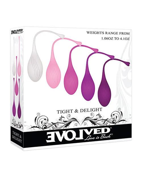 Evolved Female Sex Toys Tight and Delight Silicone Weighted Kegel Balls Set 5 piece Multicolor