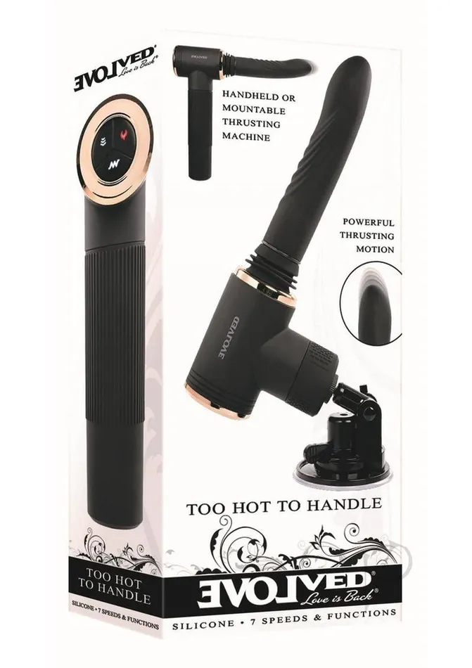 Evolved Female Sex Toys Too Hot to Handle Rechargeable Silicone Thrusting Vibrator with Suction Cup Black Evolved Female Sex Toys Too Hot to Handle Rechargeable Silicone Thrusting Vibrator with Suction Cup Black