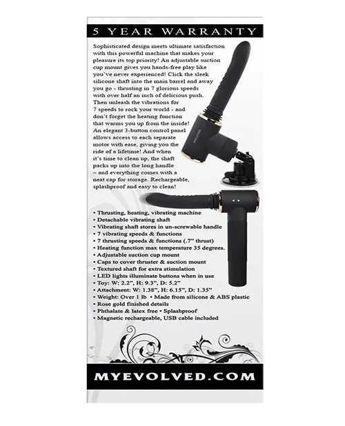 Evolved Female Sex Toys Too Hot to Handle Rechargeable Silicone Thrusting Vibrator with Suction Cup Black