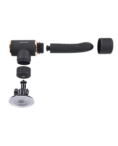 Evolved Female Sex Toys Too Hot to Handle Rechargeable Silicone Thrusting Vibrator with Suction Cup Black