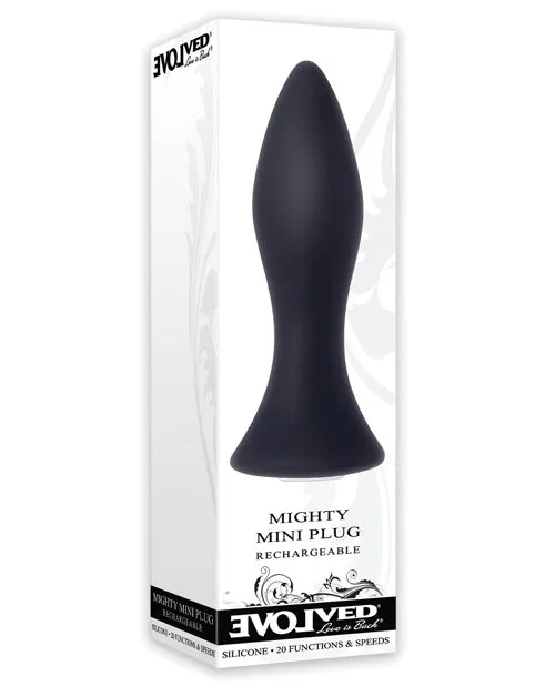 Evolved Male Sex Toys Mighty Mini Rechargeable Silicone Anal Plug with 20 Functions and Speeds Black