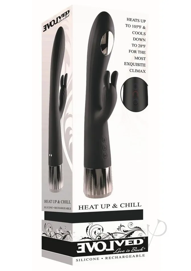 Evolved Vibrators Heat Up and Chill Rechargeable Silicone Heating and Cooling GSpot Dual Stim Vibrator Black Evolved Vibrators Heat Up and Chill Rechargeable Silicone Heating and Cooling GSpot Dual Stim Vibrator Black