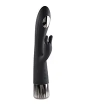Evolved Vibrators Heat Up and Chill Rechargeable Silicone Heating and Cooling GSpot Dual Stim Vibrator Black
