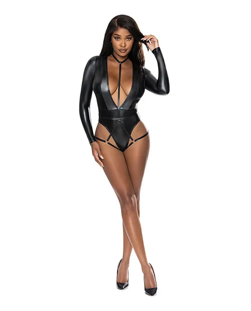 Exposed Female Sex Toys Liquid Onyx Long Sleeve Teddy wHarness Caging Black SM Exposed Female Sex Toys Liquid Onyx Long Sleeve Teddy wHarness Caging Black SM