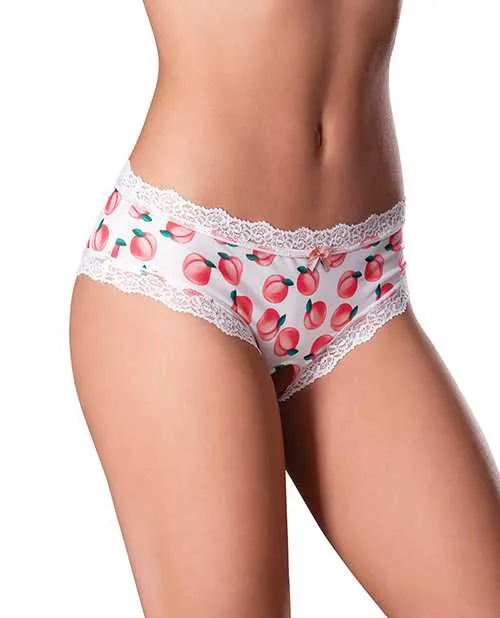 Exposed Male Sex Toys Sweet Treats Crotchless Boy Short wWicked Sensual Care Peach Lube White LXL