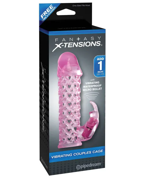 Fantasy X Tensions Male Sex Toys Fantasy XTensions Vibrating Couples Cock Cage Waterproof 625in Pink