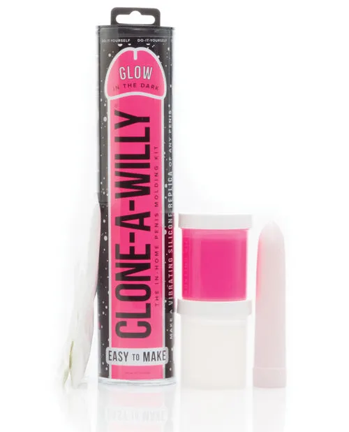 Female Sex Toys Clone A Willy CloneAWilly Silicone Dildo Molding Kit with Vibrator Glow In The Dark Pink