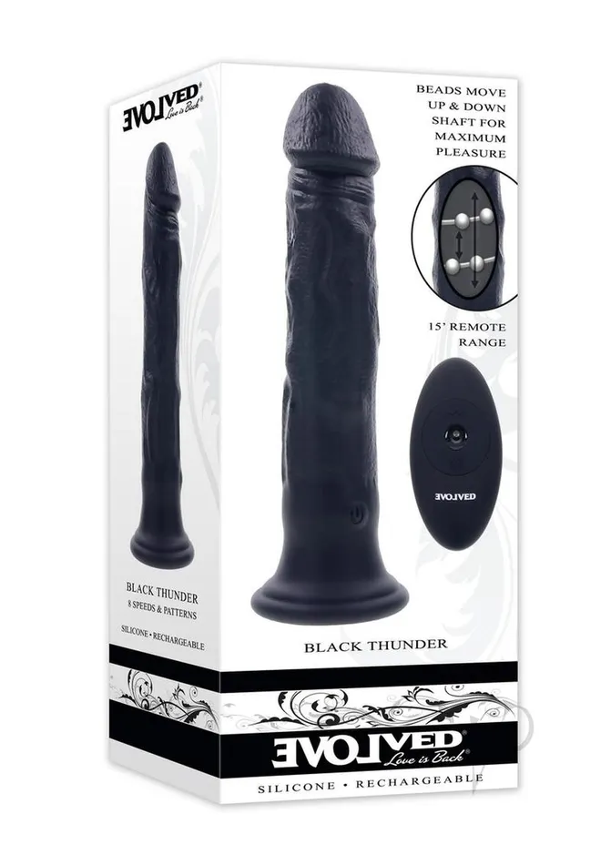 Female Sex Toys Evolved Black Thunder Rechargeable Silicone Dildo with Remote Control Black Female Sex Toys Evolved Black Thunder Rechargeable Silicone Dildo with Remote Control Black