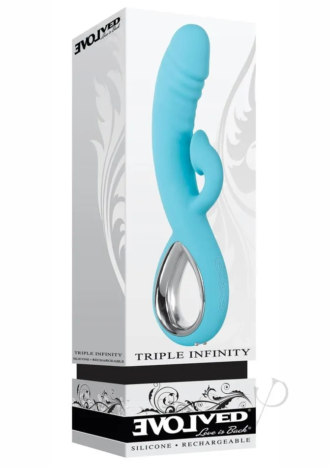 Female Sex Toys Evolved Triple Infinity Rechargeable Silicone Heated Dual Vibrator with Clitoral Suction Stimulator Aqua Female Sex Toys Evolved Triple Infinity Rechargeable Silicone Heated Dual Vibrator with Clitoral Suction Stimulator Aqua