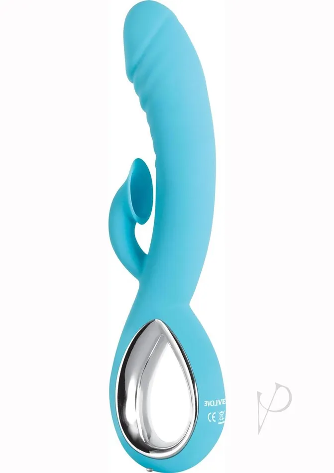 Female Sex Toys Evolved Triple Infinity Rechargeable Silicone Heated Dual Vibrator with Clitoral Suction Stimulator Aqua