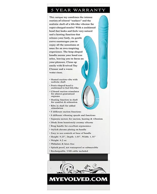 Female Sex Toys Evolved Triple Infinity Rechargeable Silicone Heated Dual Vibrator with Clitoral Suction Stimulator Aqua