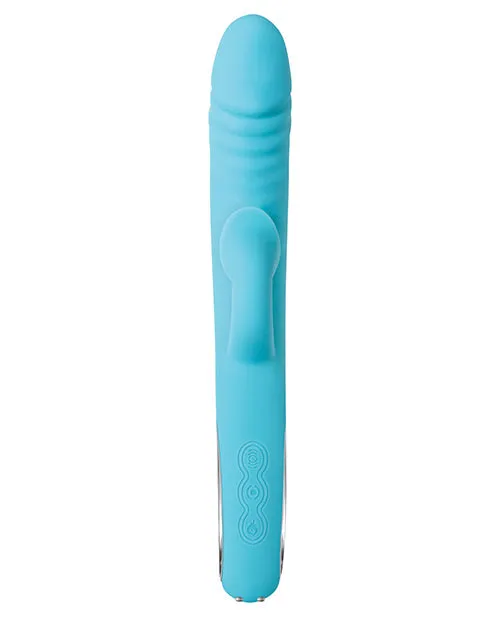 Female Sex Toys Evolved Triple Infinity Rechargeable Silicone Heated Dual Vibrator with Clitoral Suction Stimulator Aqua