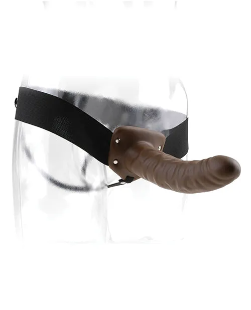 Female Sex Toys Fetish Fantasy Series Fetish Fantasy Series Hollow StrapOn Dildo and Adjustable Harness 8in Chocolate