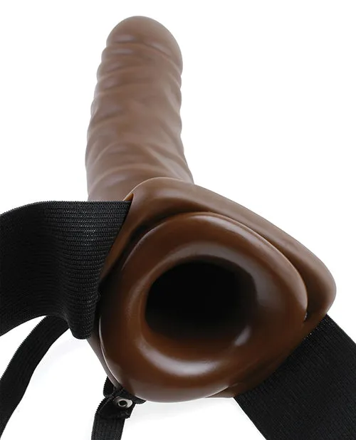 Female Sex Toys Fetish Fantasy Series Fetish Fantasy Series Hollow StrapOn Dildo and Adjustable Harness 8in Chocolate