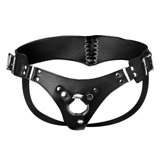 Female Sex Toys Leather Corset Back Strap On Dildo Harness Strict