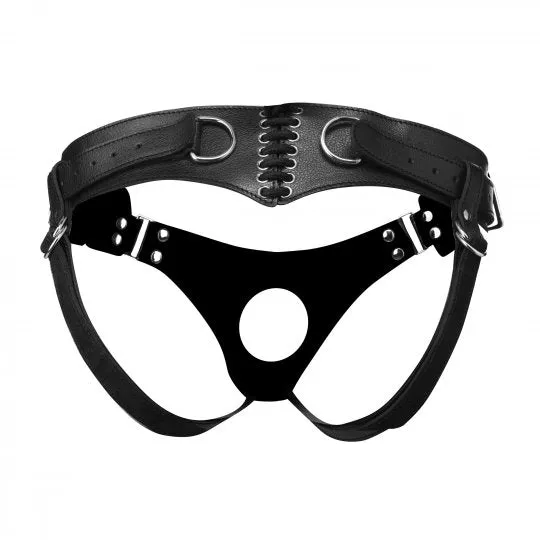 Female Sex Toys Leather Corset Back Strap On Dildo Harness Strict