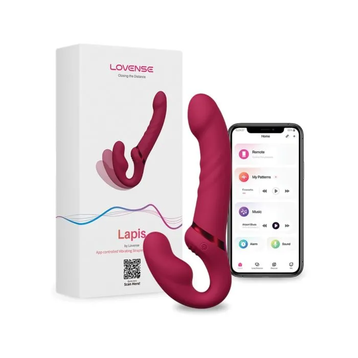 Female Sex Toys Lovense Lapis Vibrating Strapless Strap On Pink