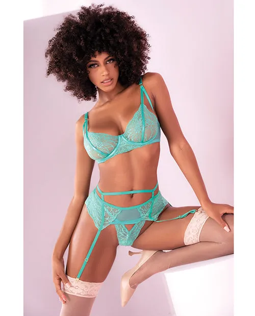 Female Sex Toys Mapale Floral Lace Bra Garter Belt Panty Aqua SM Female Sex Toys Mapale Floral Lace Bra Garter Belt Panty Aqua SM
