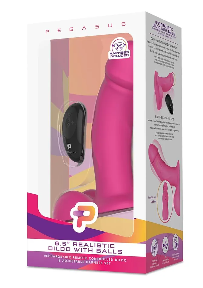 Female Sex Toys Pegasus Pegasus Realistic Silicone Rechargeable Dildo with Balls and Adjustable Harness Set with Remote Control 65in Pink Female Sex Toys Pegasus Pegasus Realistic Silicone Rechargeable Dildo with Balls and Adjustable Harness Set with Remote Control 65in Pink