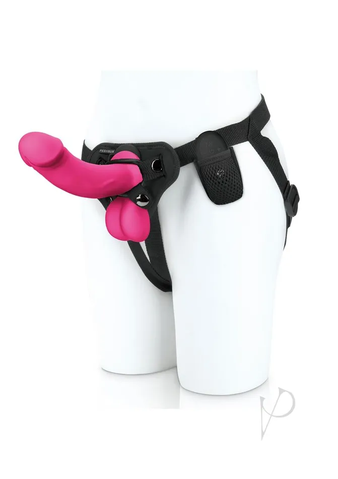 Female Sex Toys Pegasus Pegasus Realistic Silicone Rechargeable Dildo with Balls and Adjustable Harness Set with Remote Control 65in Pink
