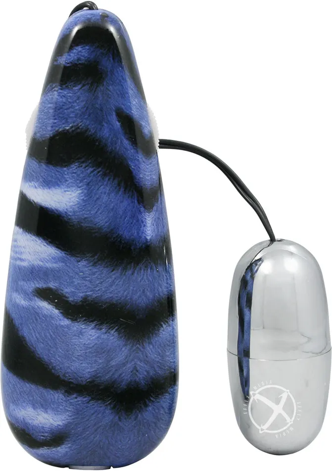 Female Sex Toys Primal Instinct Primal Instinct Bullet with Wired Remote Control Tiger Print Blue