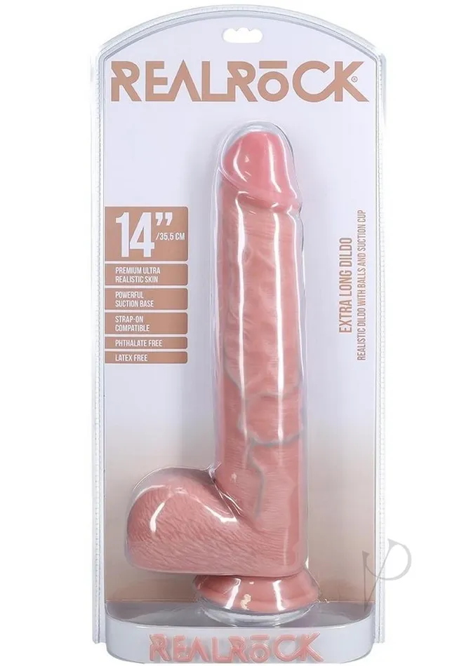 Female Sex Toys Real Rock RealRock Ultra Realistic Skin Extra Large Straight Dildo with Balls and Suction Cup 14in Vanilla Female Sex Toys Real Rock RealRock Ultra Realistic Skin Extra Large Straight Dildo with Balls and Suction Cup 14in Vanilla
