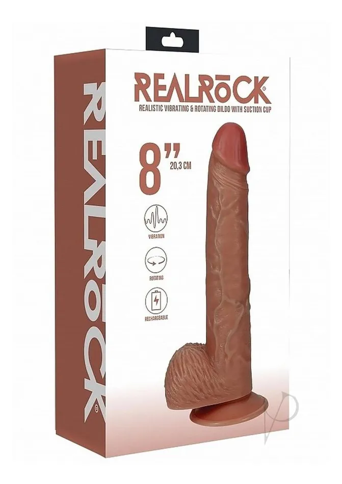 Female Sex Toys Real Rock RealRock Vibrating and Rotating Cock with Balls Regular Straight 8in Caramel Female Sex Toys Real Rock RealRock Vibrating and Rotating Cock with Balls Regular Straight 8in Caramel