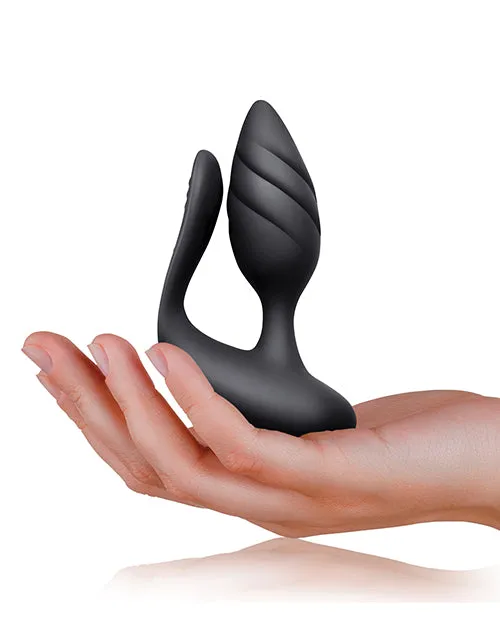Female Sex Toys Rocks Off Cocktail Rechargeable Silicone Couples Vibrator with Remote Control BlackRose Gold