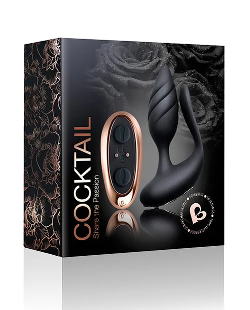 Female Sex Toys Rocks Off Cocktail Rechargeable Silicone Couples Vibrator with Remote Control BlackRose Gold