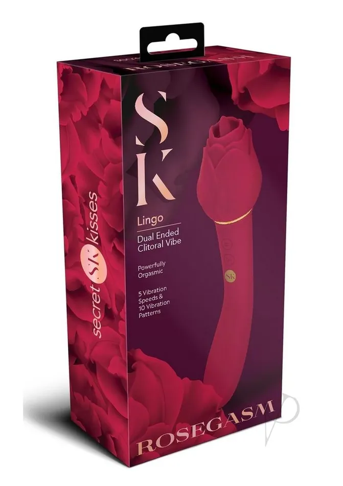 Female Sex Toys Secret Kisses Rosegasm Lingo Rechargeable Silicone Dual End Vibrator with Clitoral Stimulator Red Secret Kisses Female Sex Toys Secret Kisses Rosegasm Lingo Rechargeable Silicone Dual End Vibrator with Clitoral Stimulator Red Secret Kisses