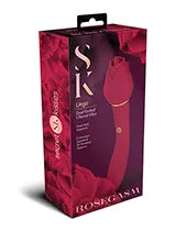 Female Sex Toys Secret Kisses Rosegasm Lingo Rechargeable Silicone Dual End Vibrator with Clitoral Stimulator Red Secret Kisses Female Sex Toys Secret Kisses Rosegasm Lingo Rechargeable Silicone Dual End Vibrator with Clitoral Stimulator Red Secret Kisses
