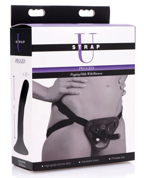 Female Sex Toys Strap U Pegged Silicone 5in Pegging Dildo with Harness Black Strap U