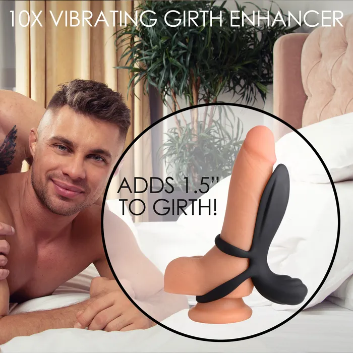 Female Sex Toys Trinity Men 10X Silicone Vibrating Girth Enhancer with Remote Control