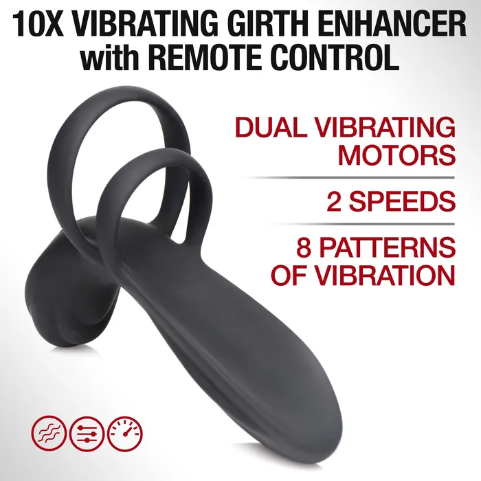 Female Sex Toys Trinity Men 10X Silicone Vibrating Girth Enhancer with Remote Control