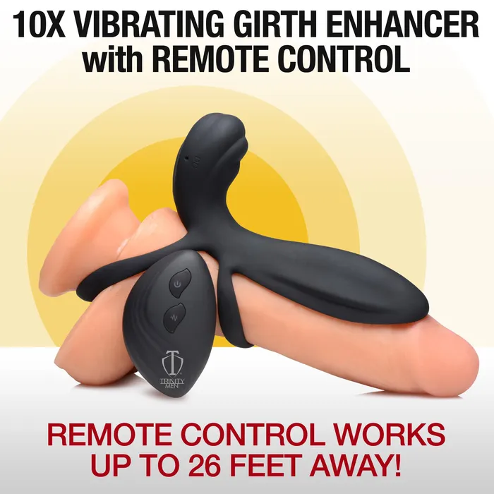 Female Sex Toys Trinity Men 10X Silicone Vibrating Girth Enhancer with Remote Control